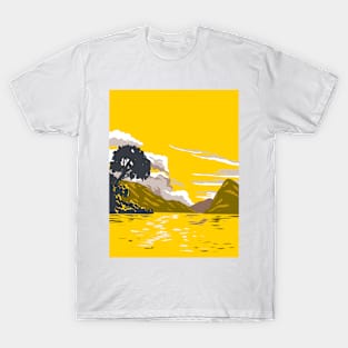 Lake Lugano in Switzerland WPA Art Deco Poster T-Shirt